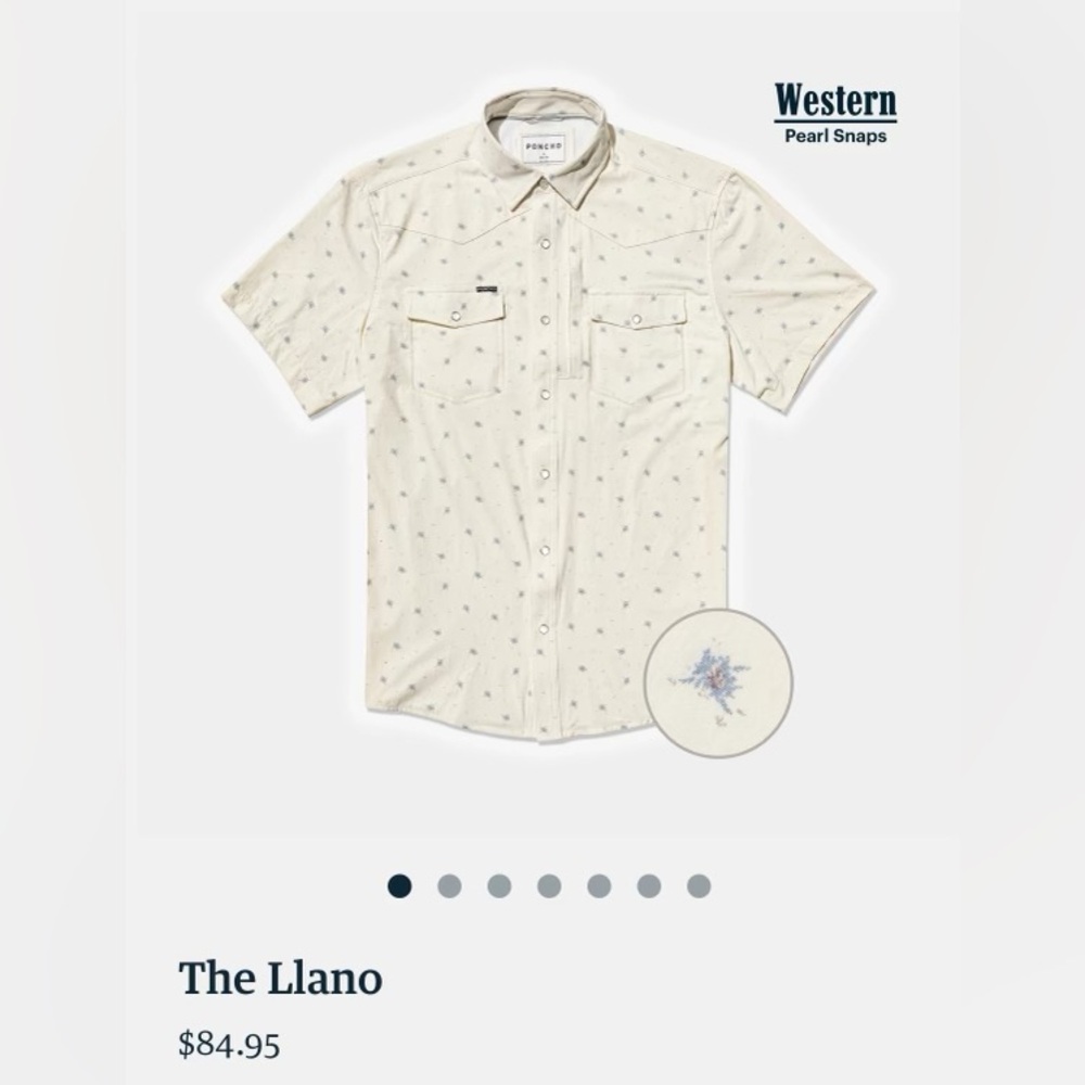 Poncho The Llano Pearl Snap Shirt - size small